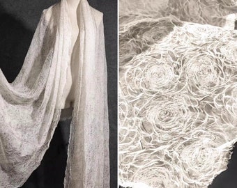 Tela plisada rosa 3D, tela de hilo Tencel en relieve, tela de gasa de encaje transparente, tela de vestido de novia de flores, regalos de boda, tela de velo