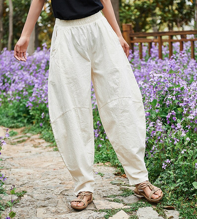 Lanterns Loose Linen Pants Blue Women Linen Pants Summer Etsy