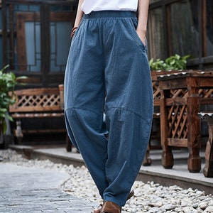 Lanterns Loose Linen Pants Blue Women Linen Pants Summer - Etsy