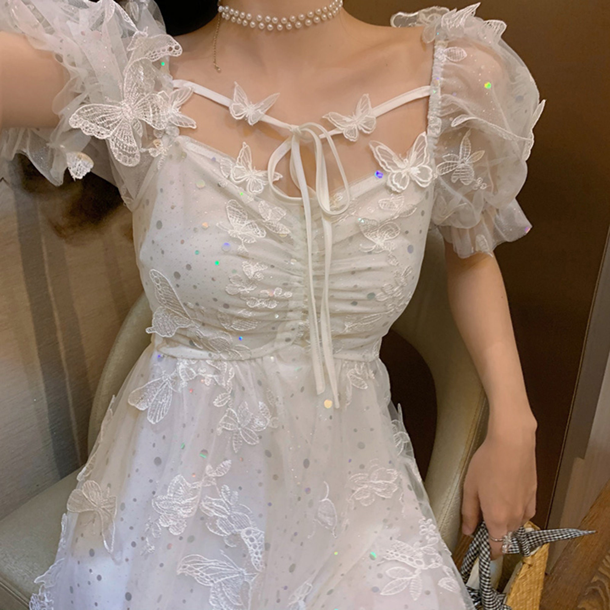 Butterfly White Summer Dress Casual White Maxi Dress Etsy Canada