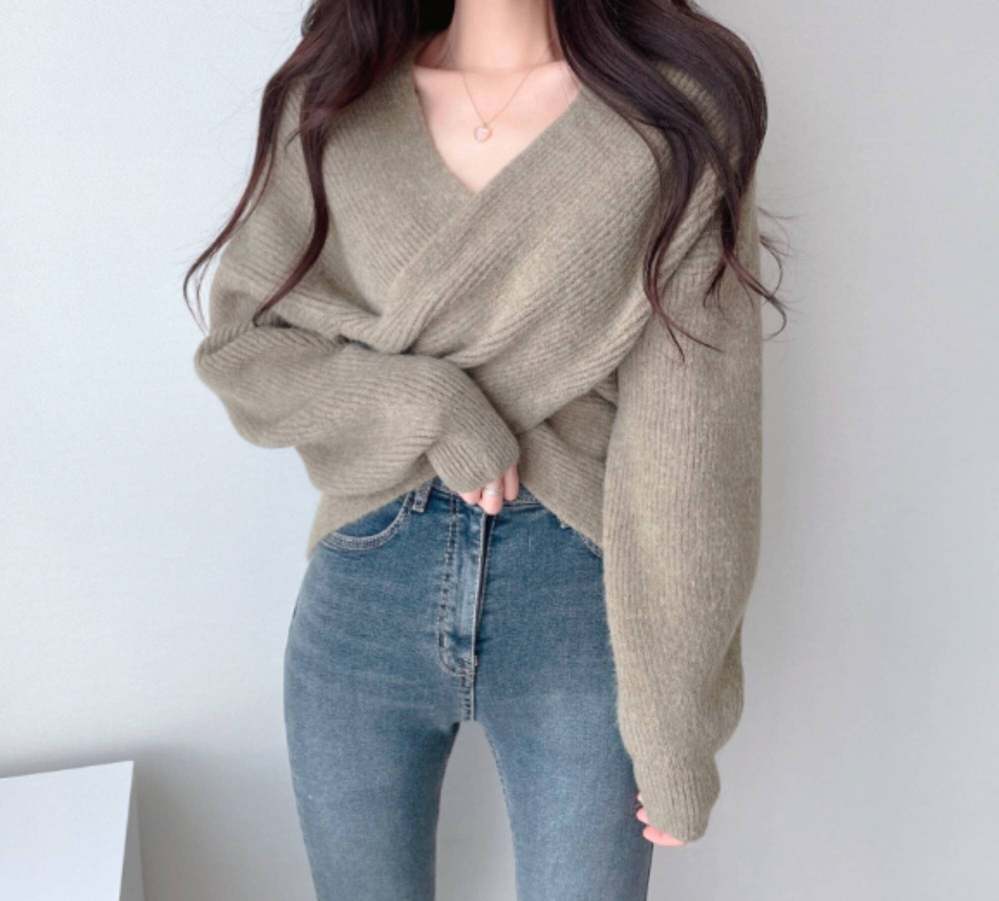 Front crossover sweater sale