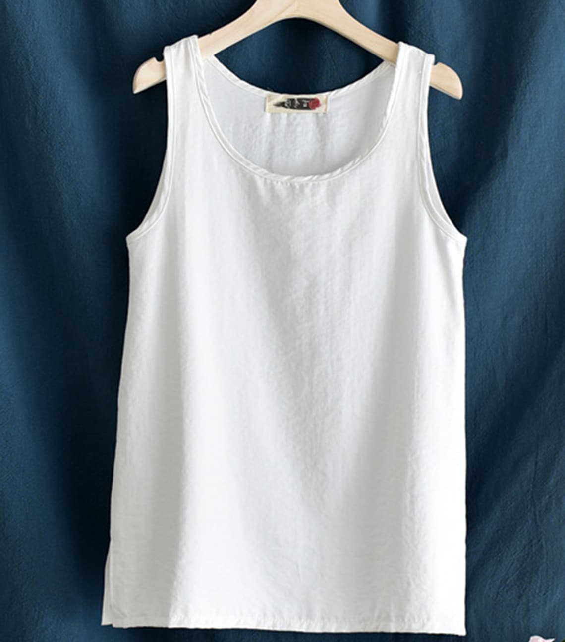 Retro Linen Tank Top Linen Sleeveless Crew Neck Crop Top Etsy
