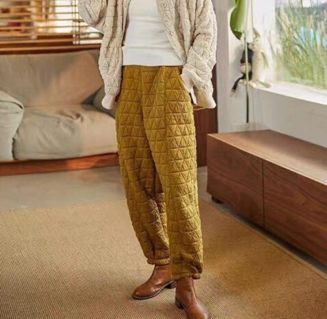 Winter Warm Harem Pants, Women&#39;s Warm Loose Trousers, Autumn Winter Cotton Pants, Oversize High Waist Warm Pants, Elasticated Cotton Trouser