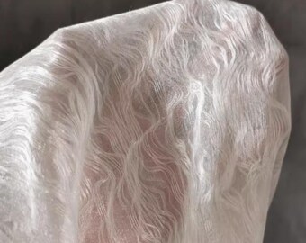 Skiktat bomullstyg med böljande textur, transparent spets, couturetextil, gör-det-själv-brudklänningsmaterial, kreativa tylldesignertillbehör