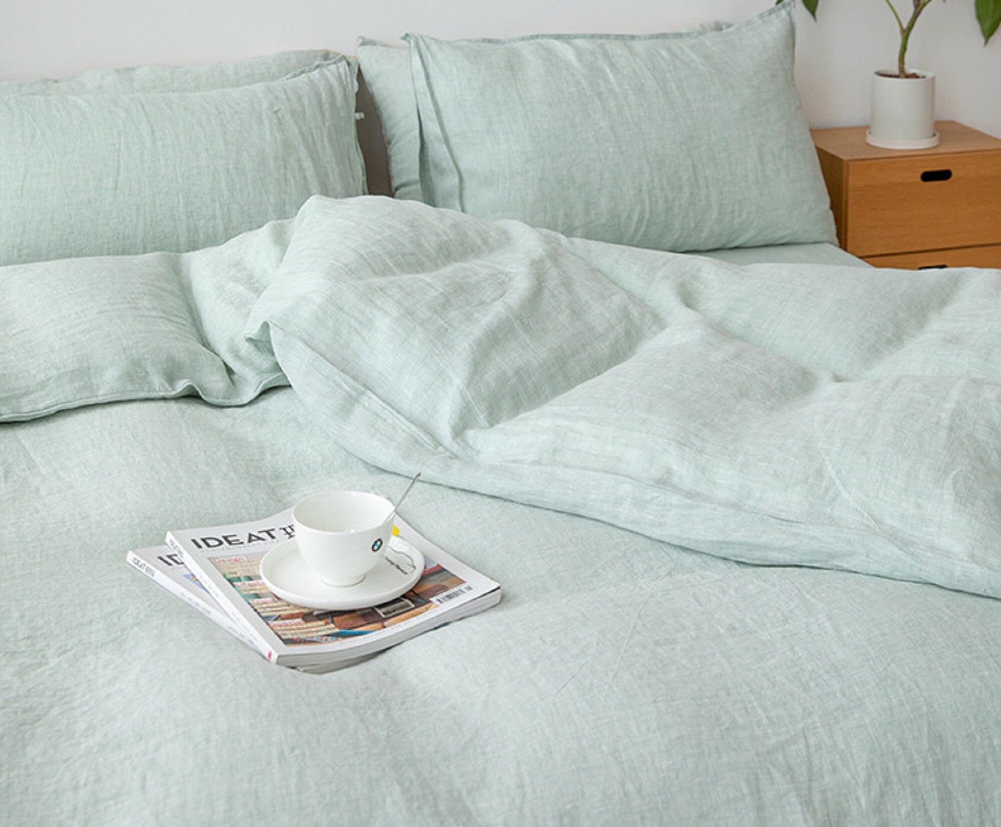 Green Linen Duvet Cover Linen Bedding Set Linen Fitted Etsy