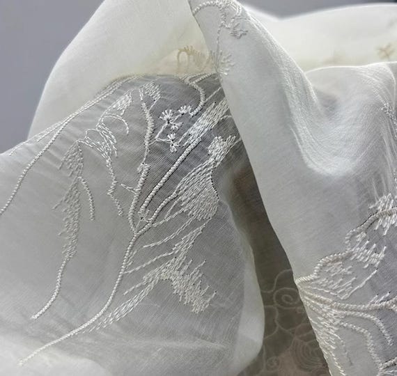 Tencel Embroidery Tulle Fabric, Lightweight Breathable Mesh Fabric, Exquisite Bridal Dress Fabric, Bridal Veil Lace Fabric, 59'' Width
