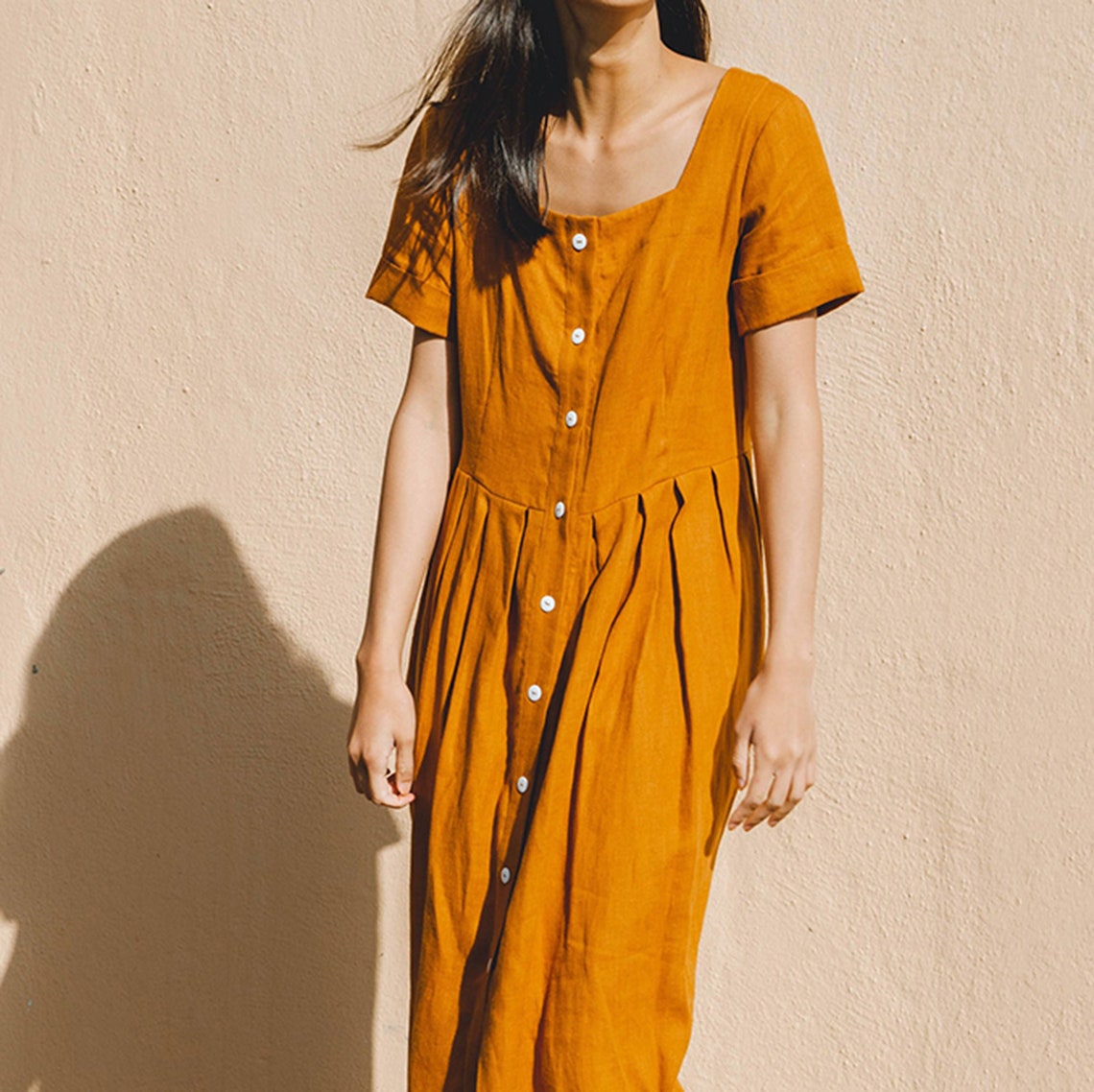 Design Linen Dress Linen Summer Dress Midi Dress Women Etsy