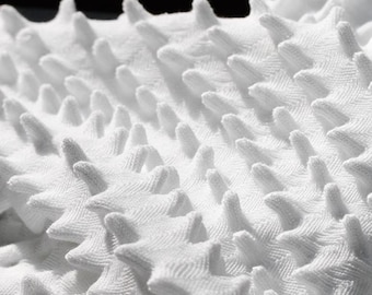 White 3D Hedgehog Fabric, Creative Handmade Sea Urchin Textured Fabrics, 17.72‘’ Width Designer Fabric, Prom Jacquard Fabric, Sold By 0.5 M