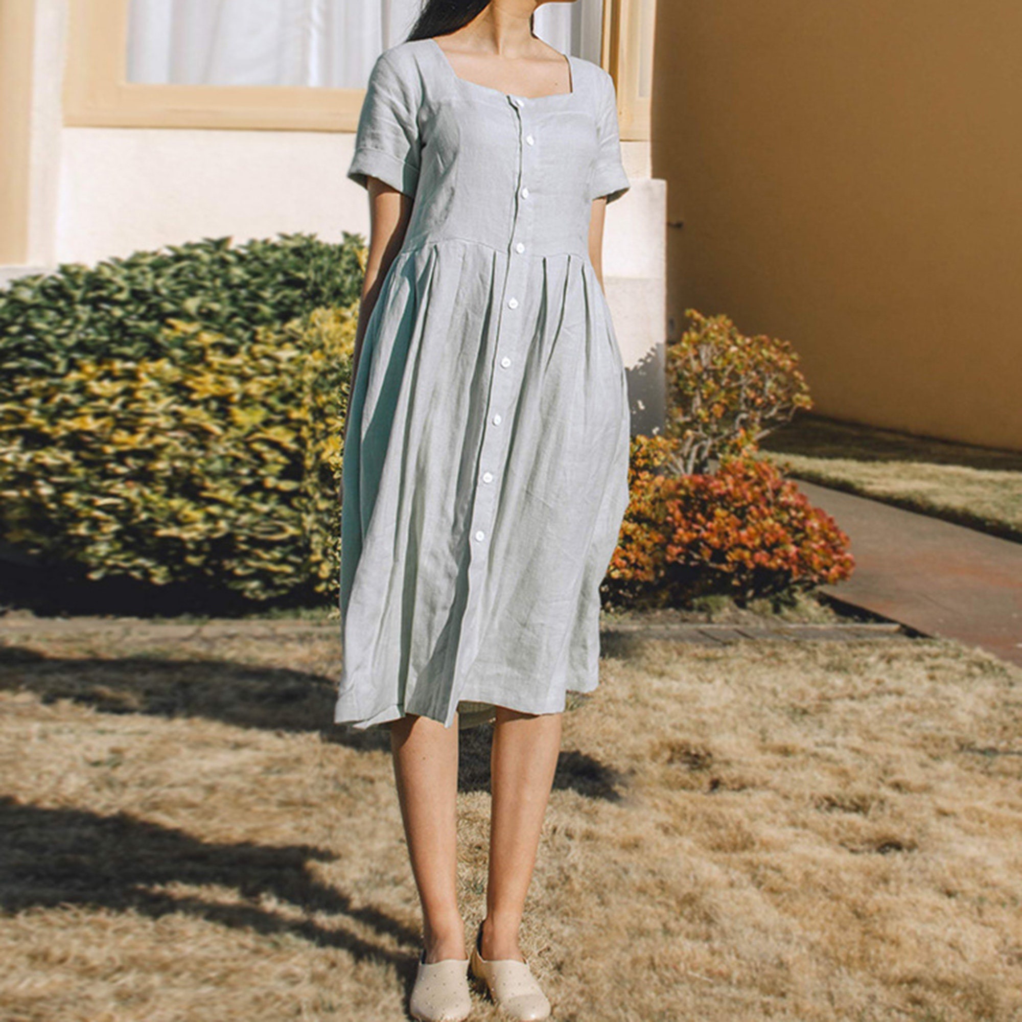 Design Linen Dress Linen Summer Dress Midi Dress Women Etsy