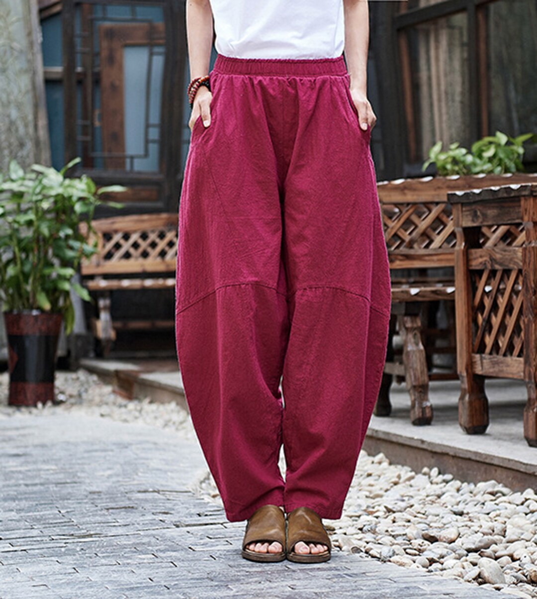 Women Lanterns Loose Linen Pants, Bohemia Linen Harem Pants, Linen ...