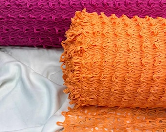 3 Colors Knitted Designer Fabric, See-through Hollow Mesh Fabric, Breathable Irregular Bobbinet Fabrics, Braided Sweater Knit, By Half Meter