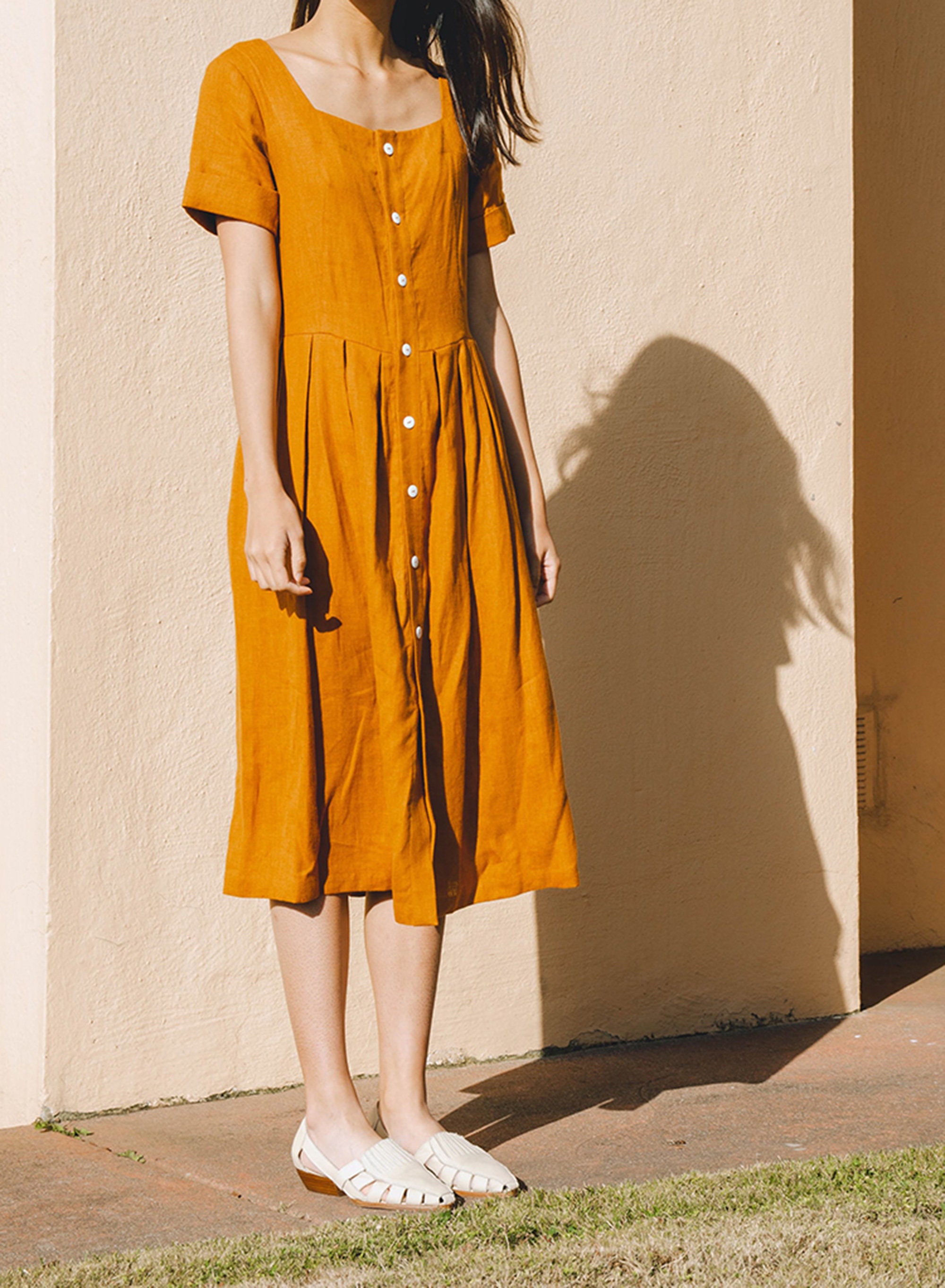 Design Linen Dress Linen Summer Dress Midi Dress Women Etsy