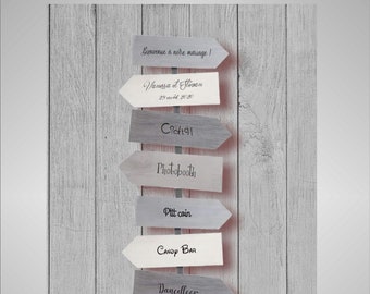 Wedding directional panel, decorative panel, decorative arrow, wooden sign, directional arrow, welcome wedding sign