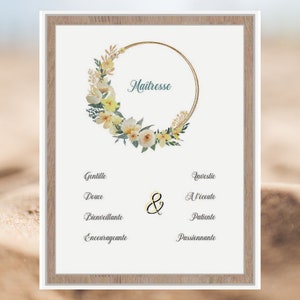Poster mistress, gift end of year, teaching frame, thank you mistress