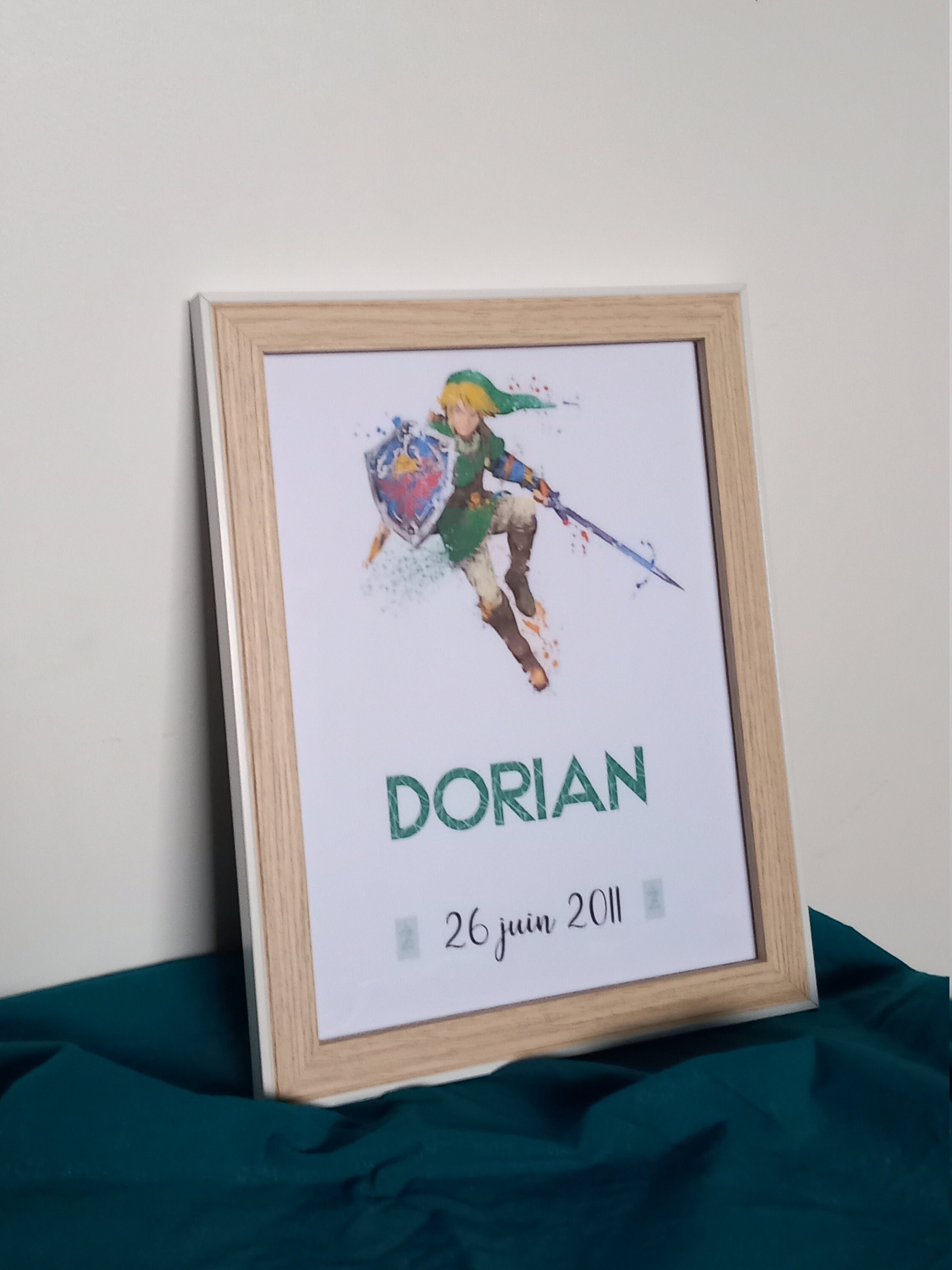 Cadre Affiche Naissance Personnalisée, Prénom, Bébé, Enfant, Déco Chambre Zelda