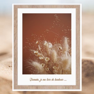 Quote poster, text poster, inspiring phrase poster, quote frame, decorative gift, dried flowers
