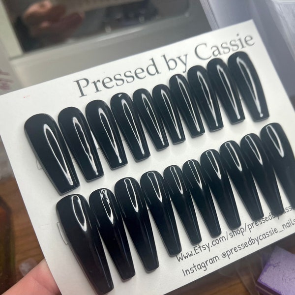 Solid black press on nails