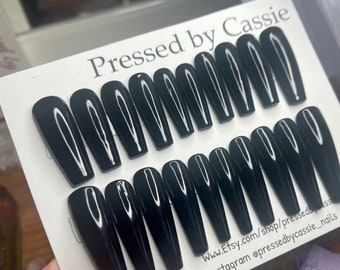 Solid black press on nails