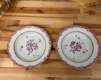 Piatti antichi in porcellana cinese famiglia rosa di esportazione