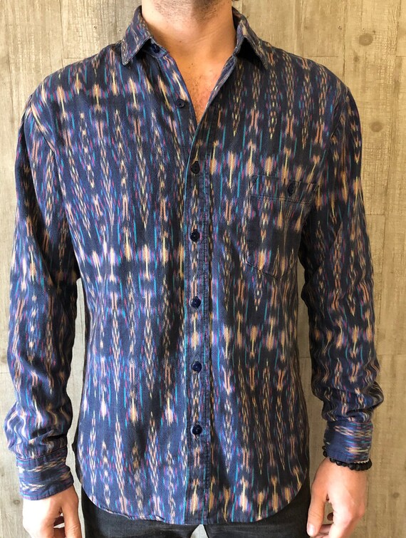 Purple/Blue 90's Psychedelic Print Button Down Shi