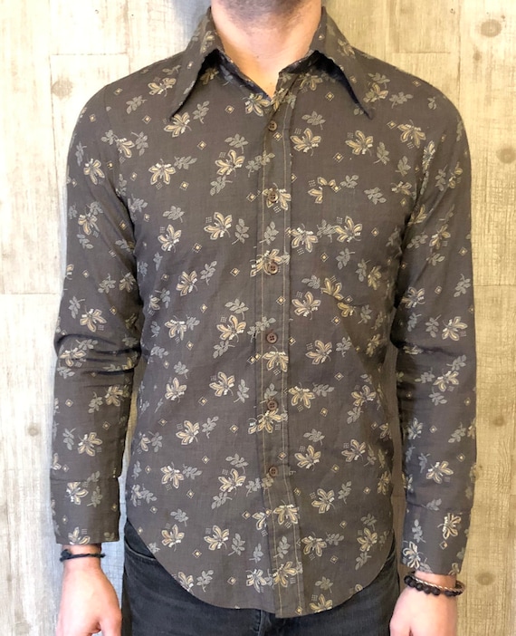 70's Thin Brown Paisley Vintage Shirt