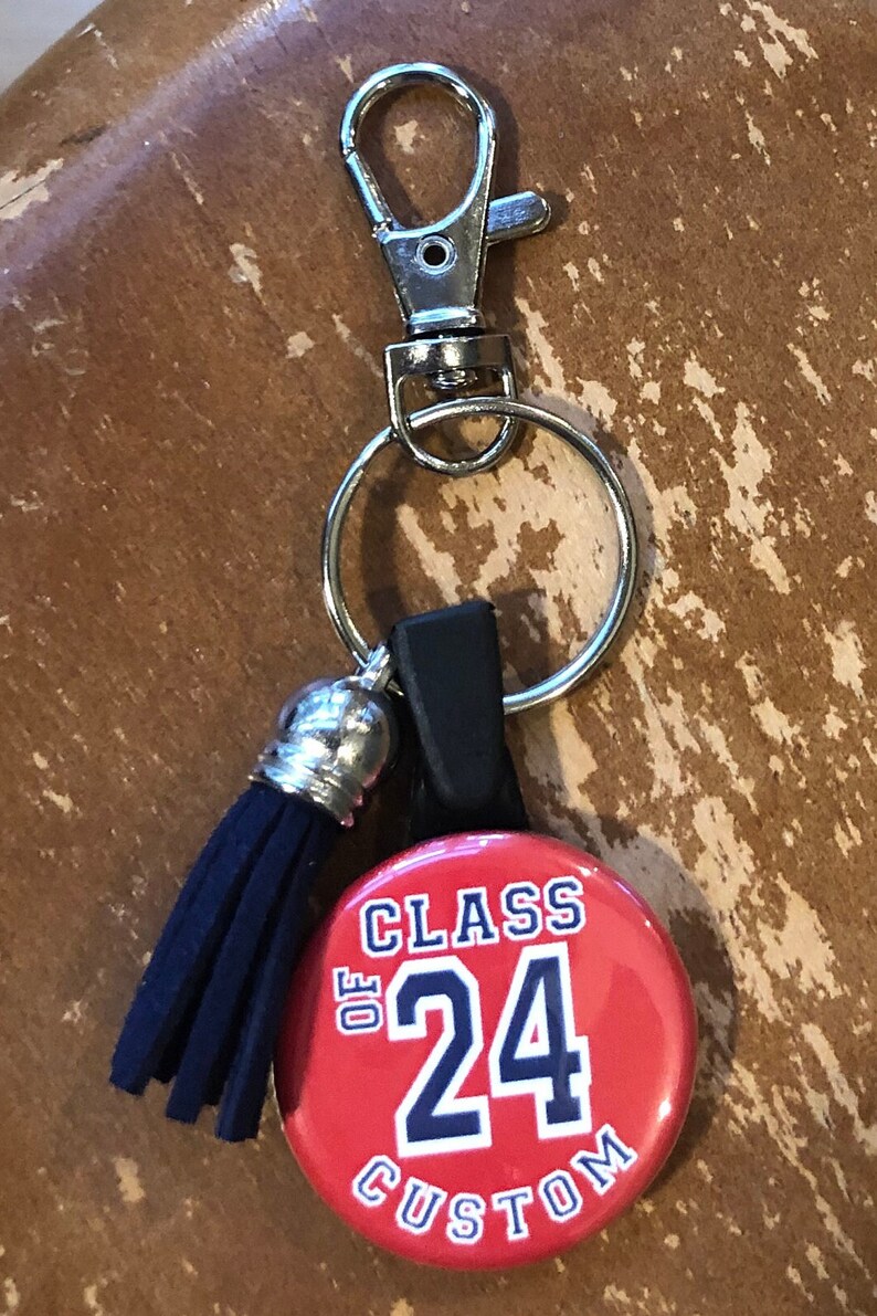 PERSONALIZED School Color Class of 2024 Tassel Keychain Etsy