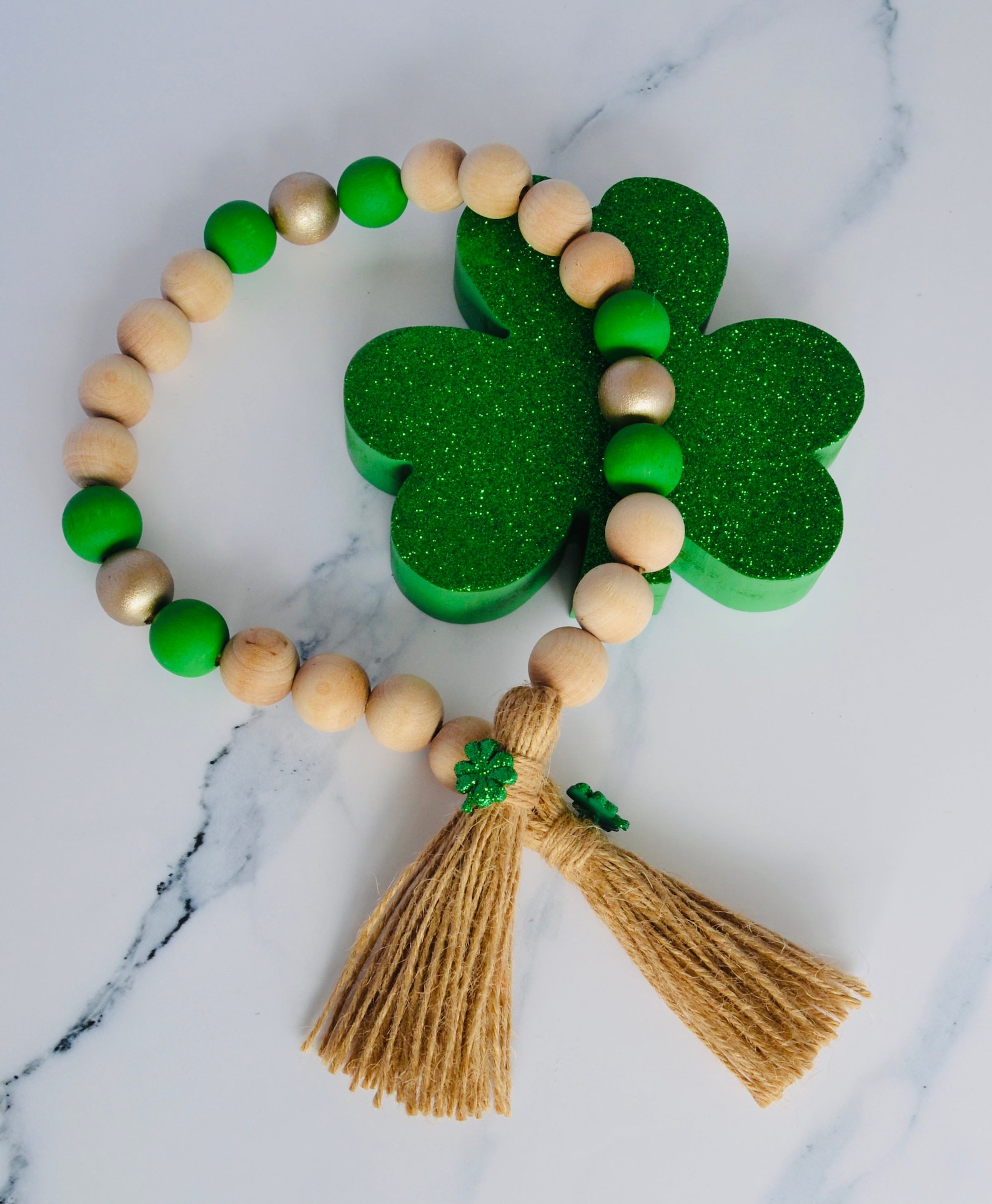 Handcrafted St. Patricks Day Bead Garland Green Gold | Etsy