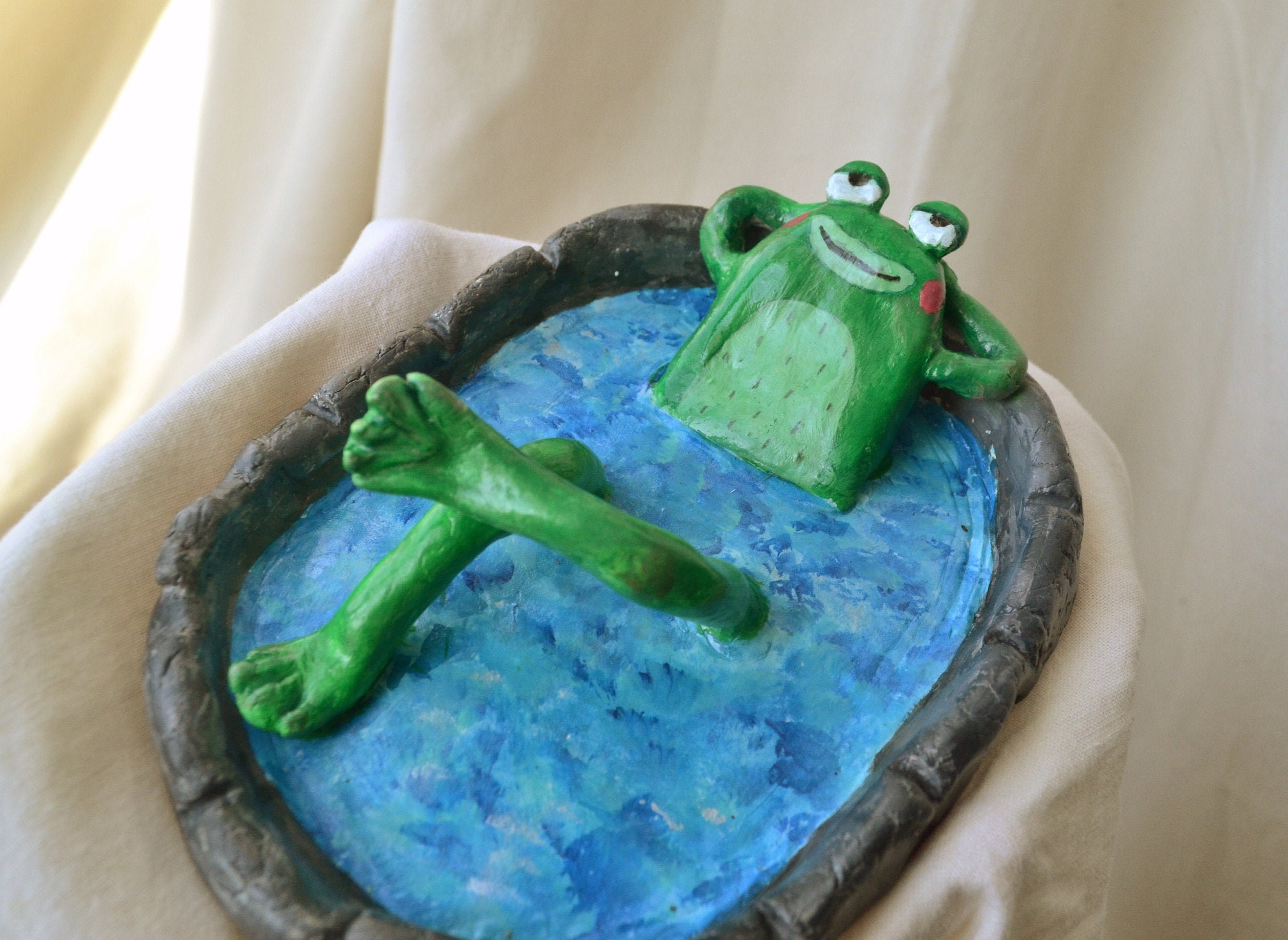 Cute Relaxed Frog Trinket Dishalt Clay Tray Ring Etsy Cute Relaxed Frog Trinket Dishalt Clay Tray Ring Etsy