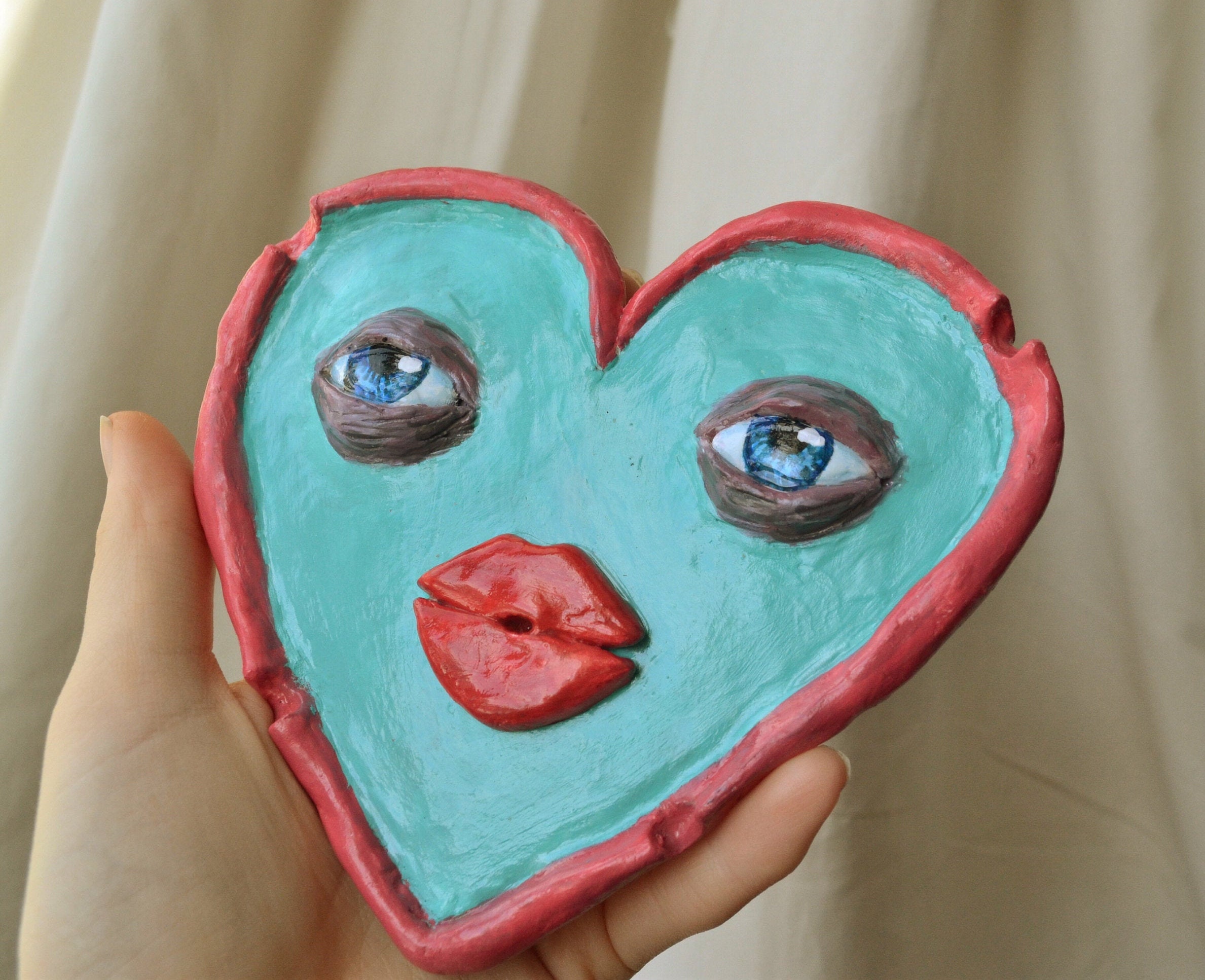 Heart Ashtray Trinket Dishalt Clay Tray Ring Dish Incense Etsy