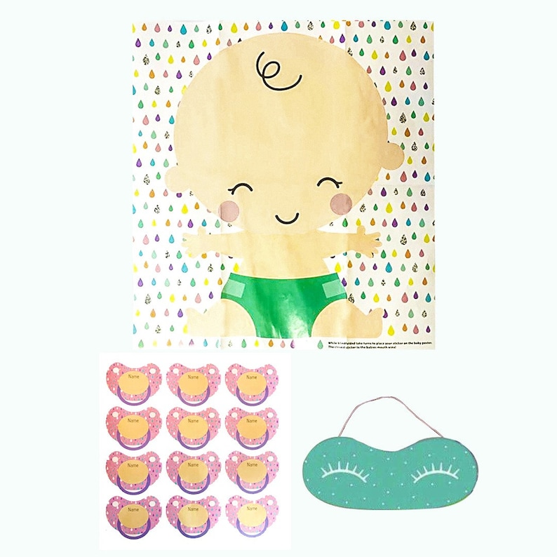 Baby Shower Game Pin The Dummy On The Baby Mum To Be New Born Etsy 