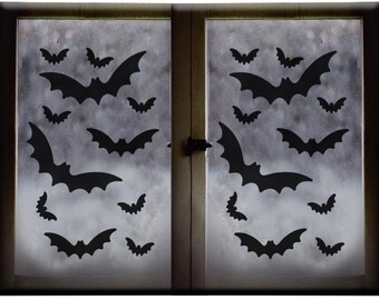 22 Halloween Bat Window Stickers Black Spooky removable scary Halloween Party UK