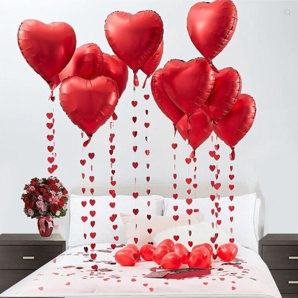 Valentine's Day Balloons and Confetti Decoration Kit Anniversary Wedding Engagement Birthday Party Decor Pack