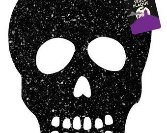 Halloween Hanging Skull Glitter Jumbo Wooden Sign Plaque Banner Garland Party UK