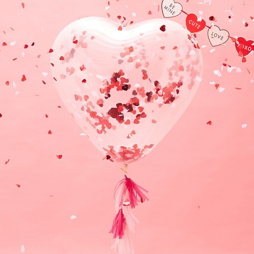 ijsje Beer vinger Giant Heart Shape Confetti Balloon 30cm Inflated With Tassel - Etsy