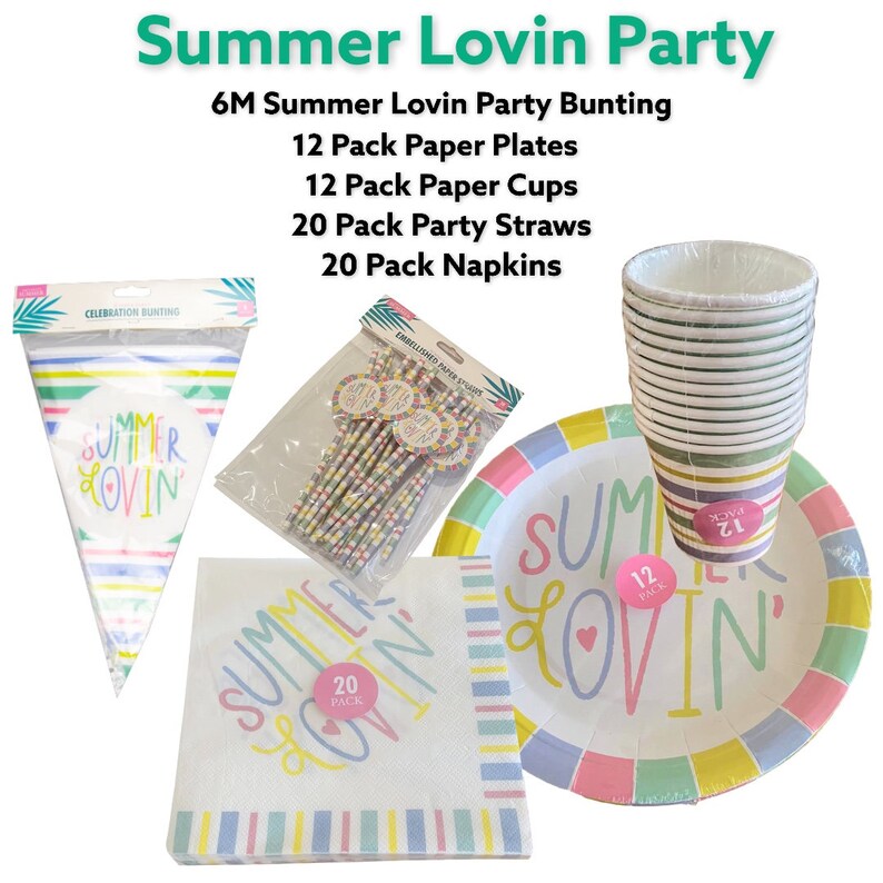 Summer Party Paper Tableware Watermelon Flamingo Summer Loving Design