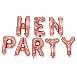 Hen Party Balloon Bunting, Hen Party Backdrop, Hen Party Decorations Team Bride Bridal Shower Party Decor Rose Gold Hen Party