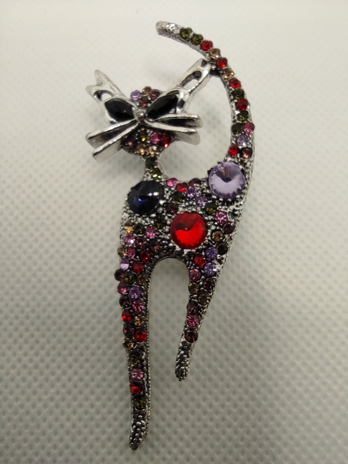 Vintage Rhinestone Cat Brooches For Women Metal Multicolour Etsy