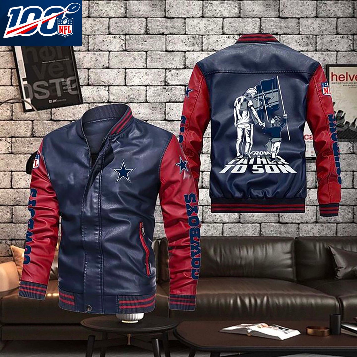 Dallas Cowboys Team NFL Leather Bomber Jacket Etsy
