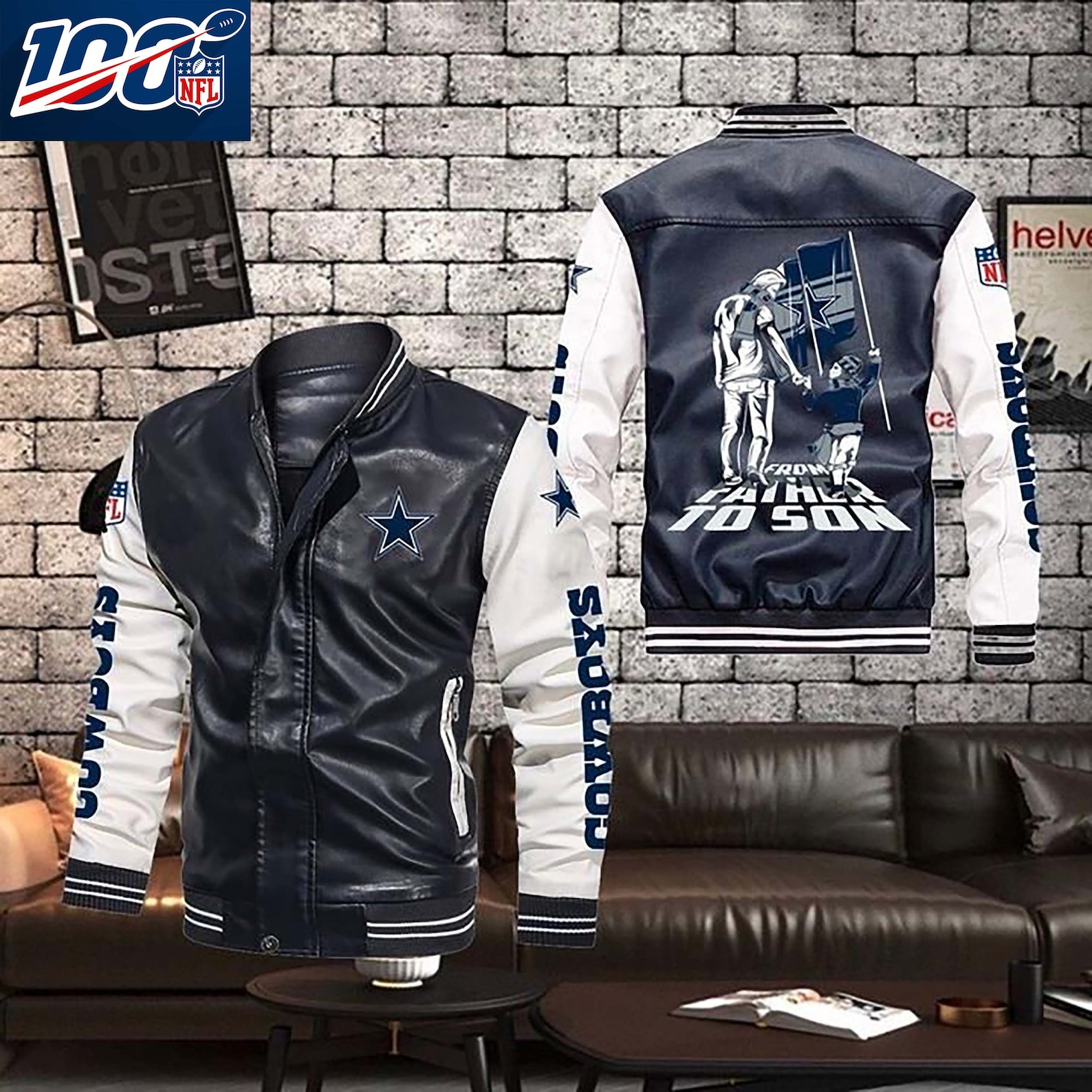 Dallas Cowboys Team NFL Leather Bomber Jacket Etsy