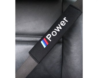 Embroidery Yellow Seat Belt Cover Shoulder Pads Pair BMW M M3 M5 Power Logo Embroidery Yellow Seat Belt Cover Shoulder Pads Pair BMW M M3 M5 Power Logo