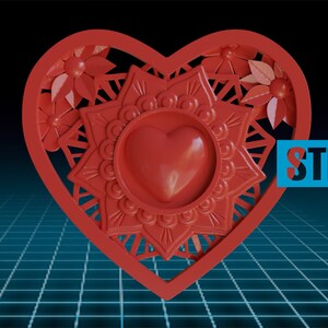 Hart met bloemen - 3D printklare decoratie - STL-bestand