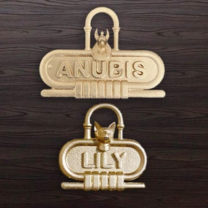 Egyptian style pet tag Tag, Dog Cat Name ID Tag, Customizable Anubis and Bastet Pet Tags , 3D printed Tags for Small or Large Pets