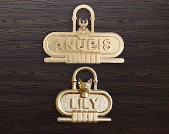 Egyptian style pet tag Tag, Dog Cat Name ID Tag, Customizable Anubis and Bastet Pet Tags , 3D printed Tags for Small or Large Pets