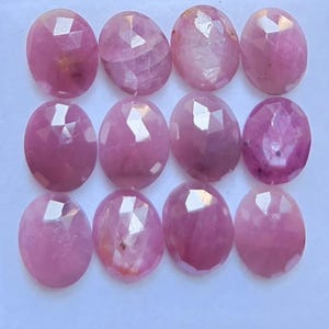 Hoogwaardige robijn met glans, roosgeslepen, 15 stuks, 7 x 9 mm, 35 karaat, ovale vorm, edelsteen.
