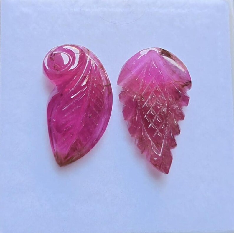 Good-quality Ruby Light Color, Tourmaline Hand Carving, 2 Pices 13 Cts ...