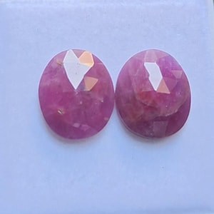 Good-quality ruby  rose-cut slice, free from  shape, 16 ct, pair 1, 13x15 mm gemstone for