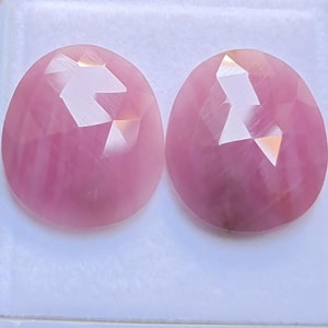 Good-quality pink sapphire rose-cut slice, 1 pair free from shape, 36 cts, 18x21 mm loss for gemstone