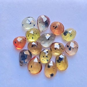 Good-quality Tanzania with blue dot sapphire  rose-cut slice, free from  shape, 11 ct, 15 pices, 5x7 mm gemstone for