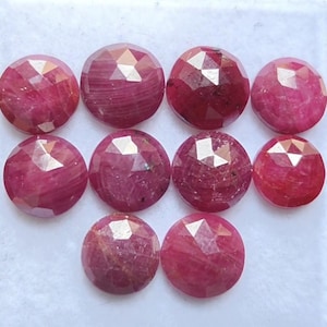Good-quality Ruby Rose Cut Slices, 10 pieces, 29 cts, 8x9 mm round-shape gemstone