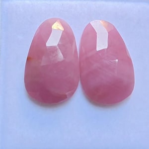 Fette di zaffiro rosa di buona qualità, taglio a rosa, 1 paio, forma libera, 24 ct, 13 x 22 mm, perdita per gemma